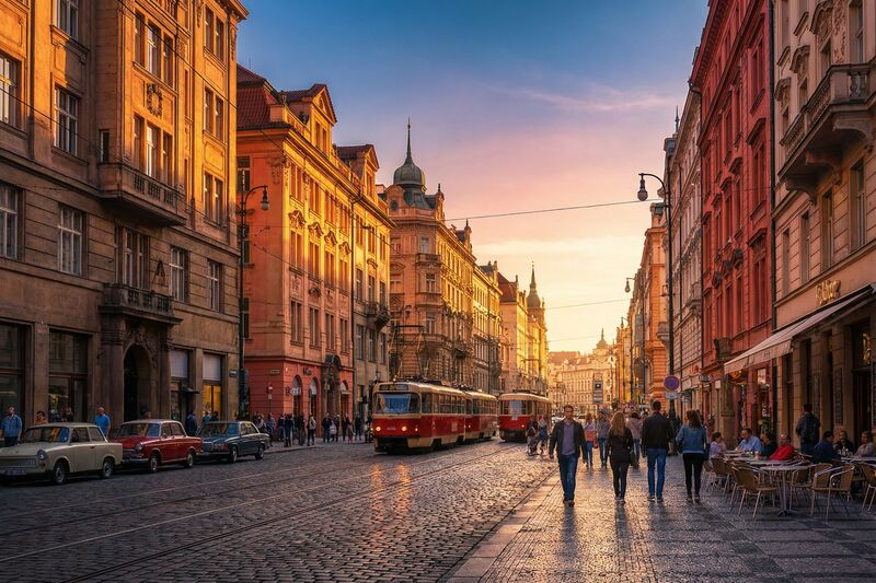 Профессиональное фото улицы после улучшения нейросетью