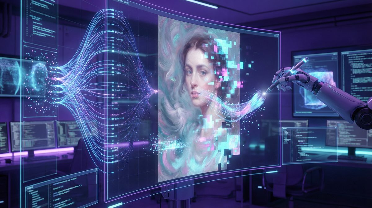 Процесс генерации картины нейросетью