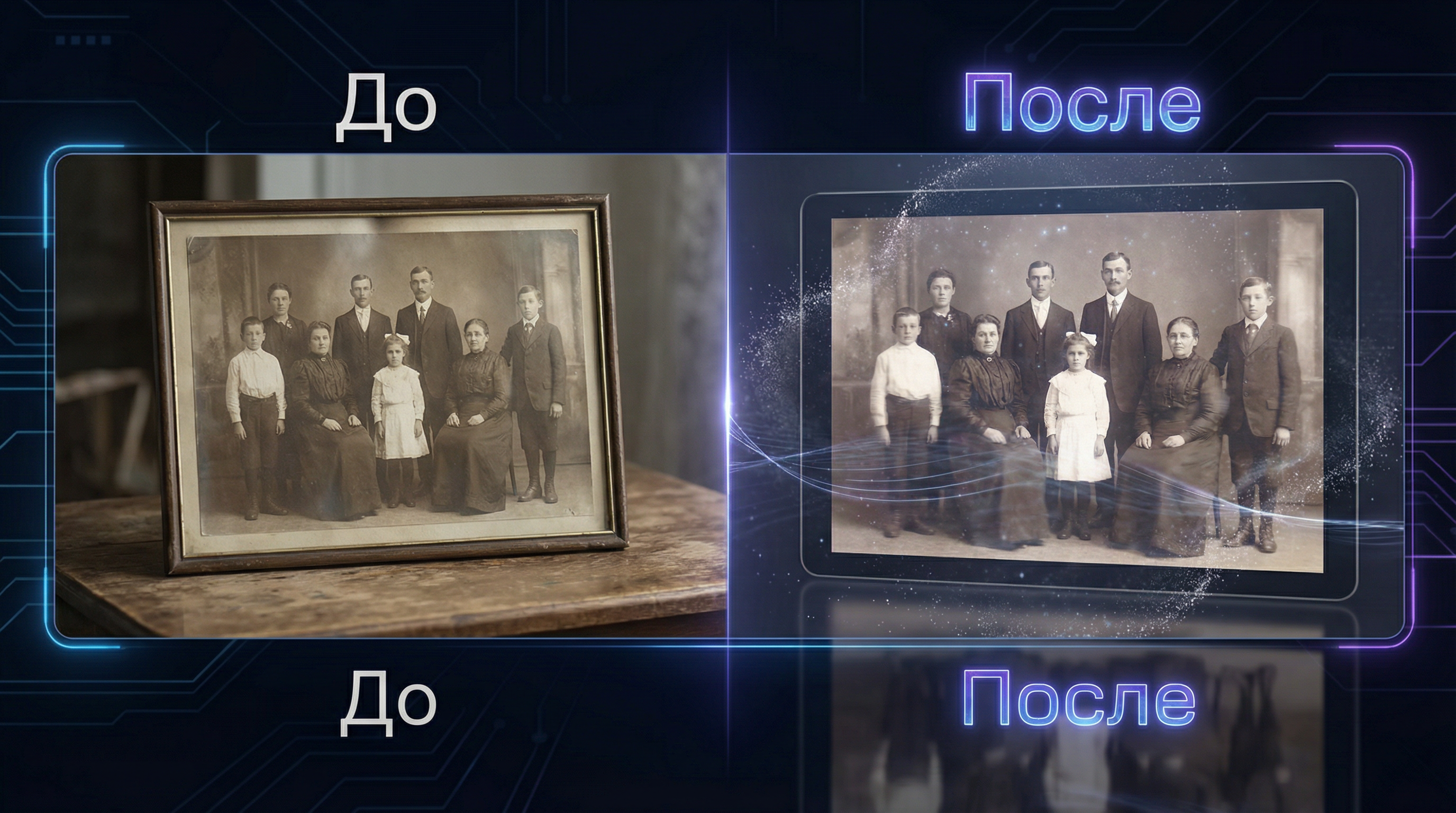 Пример оживленной фотографии до и после